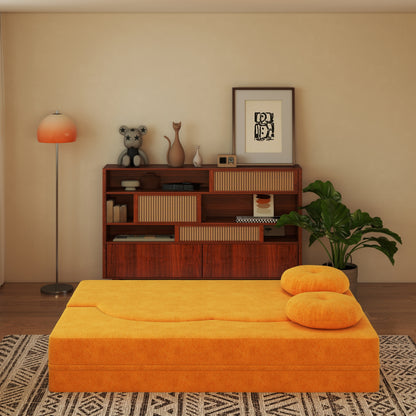 75" Yellow Polyester Loveseat Sofa Bed - Foam Cushion for Living Room