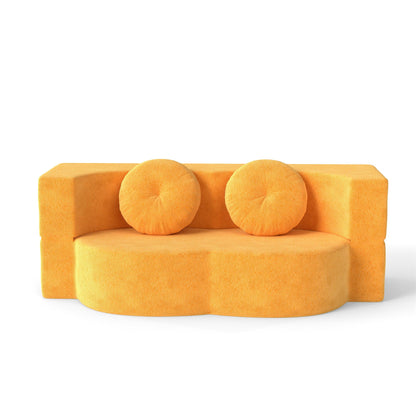 75" Yellow Polyester Loveseat Sofa Bed - Foam Cushion for Living Room