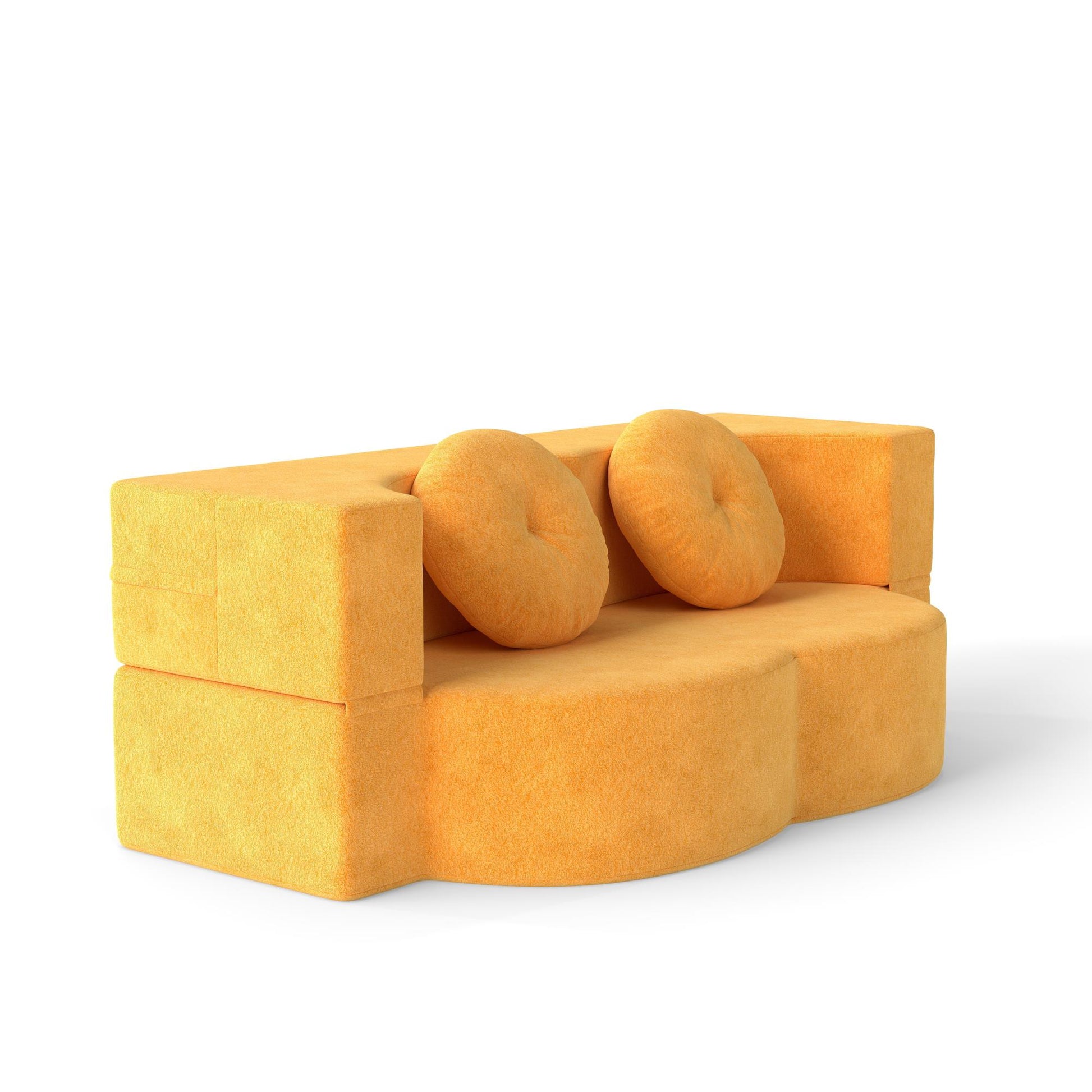 75" Yellow Polyester Loveseat Sofa Bed - Foam Cushion for Living Room