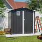 Gray Metal Outdoor Storage Shed 6x4 FT for Garden Tools