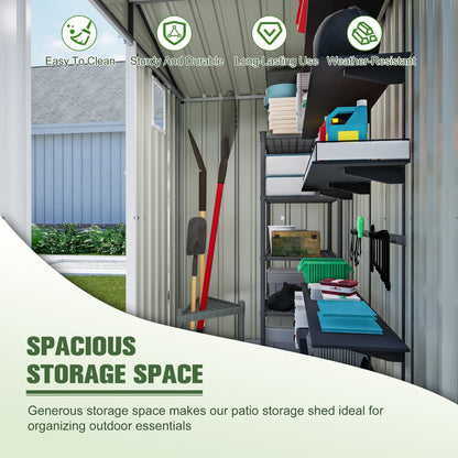 Gray Metal Outdoor Storage Shed 6x4 FT for Garden Tools