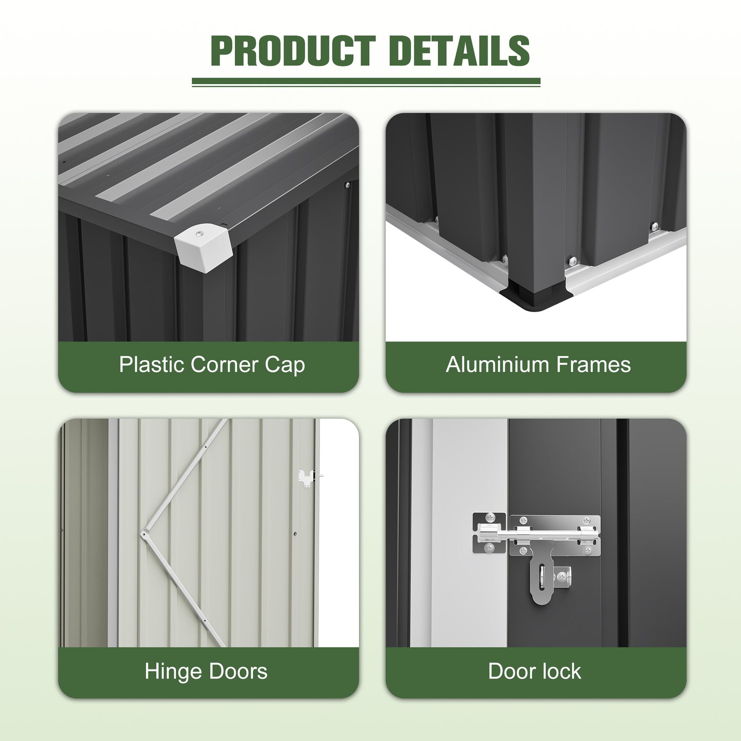 Gray Metal Outdoor Storage Shed 6x4 FT for Garden Tools