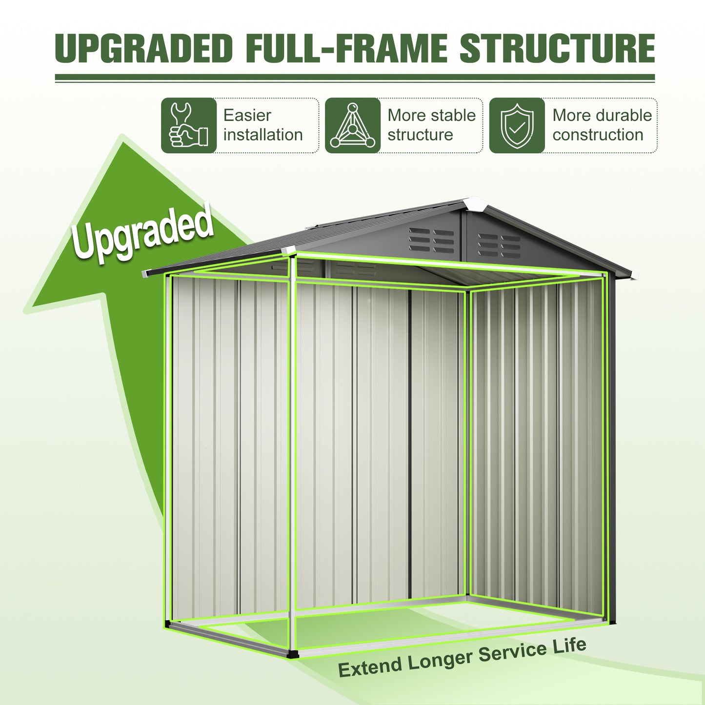 Gray Metal Outdoor Storage Shed 6x4 FT for Garden Tools