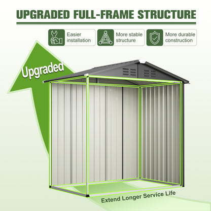 Gray Metal Outdoor Storage Shed 6x4 FT for Garden Tools