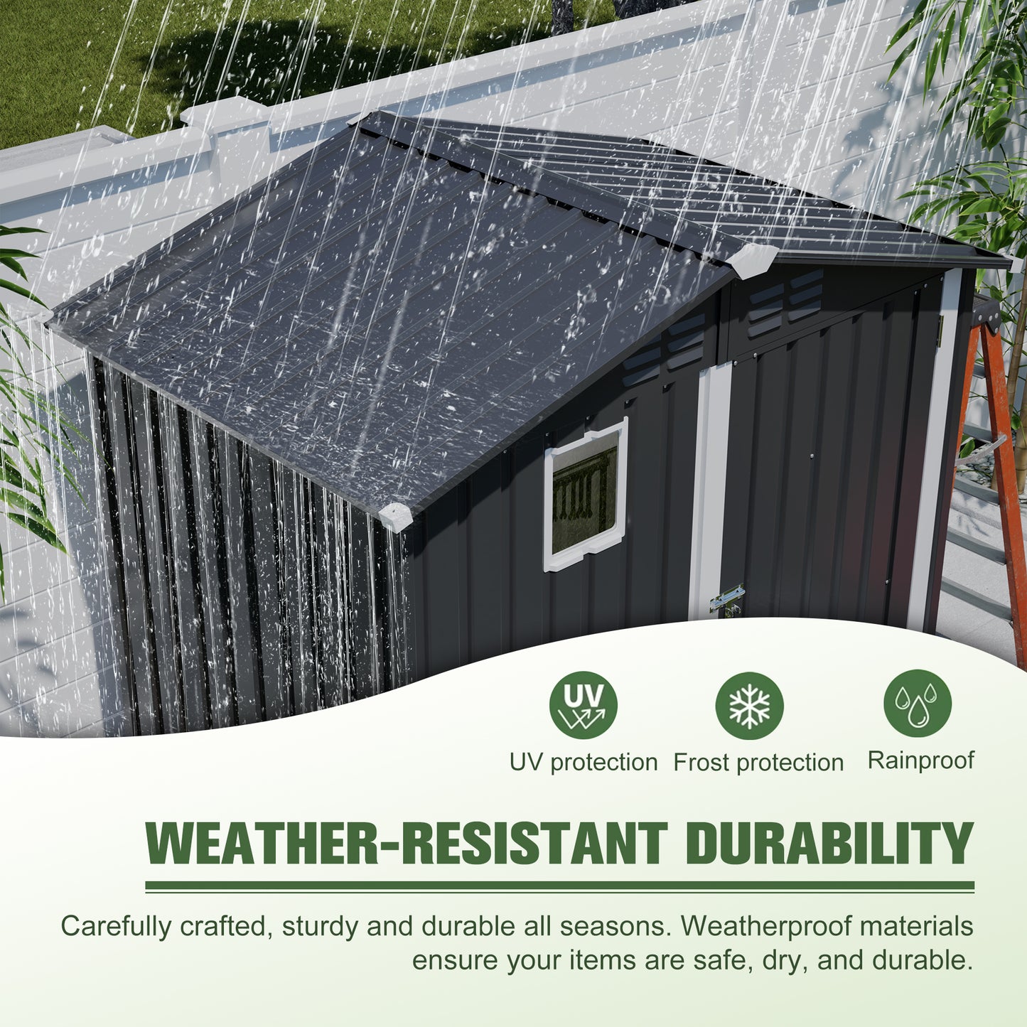 Gray Metal Outdoor Storage Shed 6x4 FT for Garden Tools