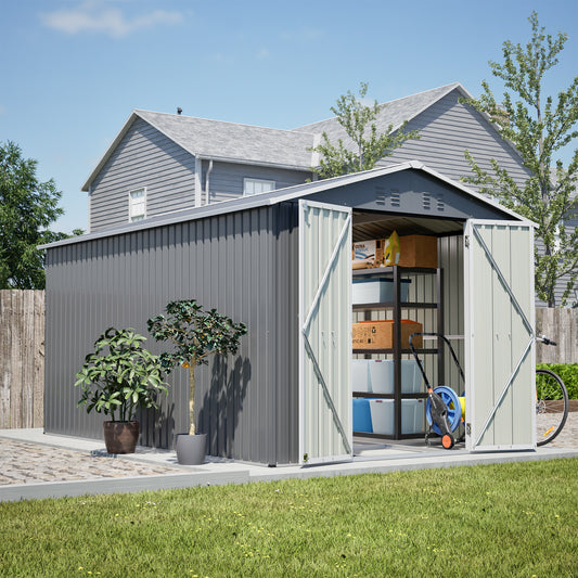 8x12 ft Metal Storage Shed - Weather-Ready Outdoor Storage