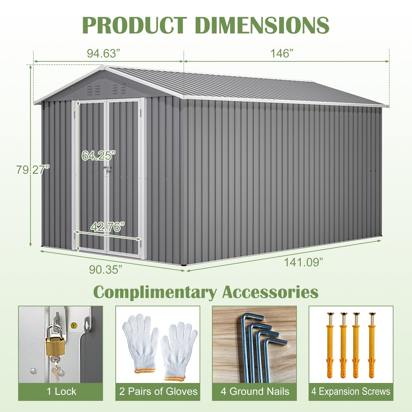8x12 ft Metal Storage Shed - Weather-Ready Outdoor Storage