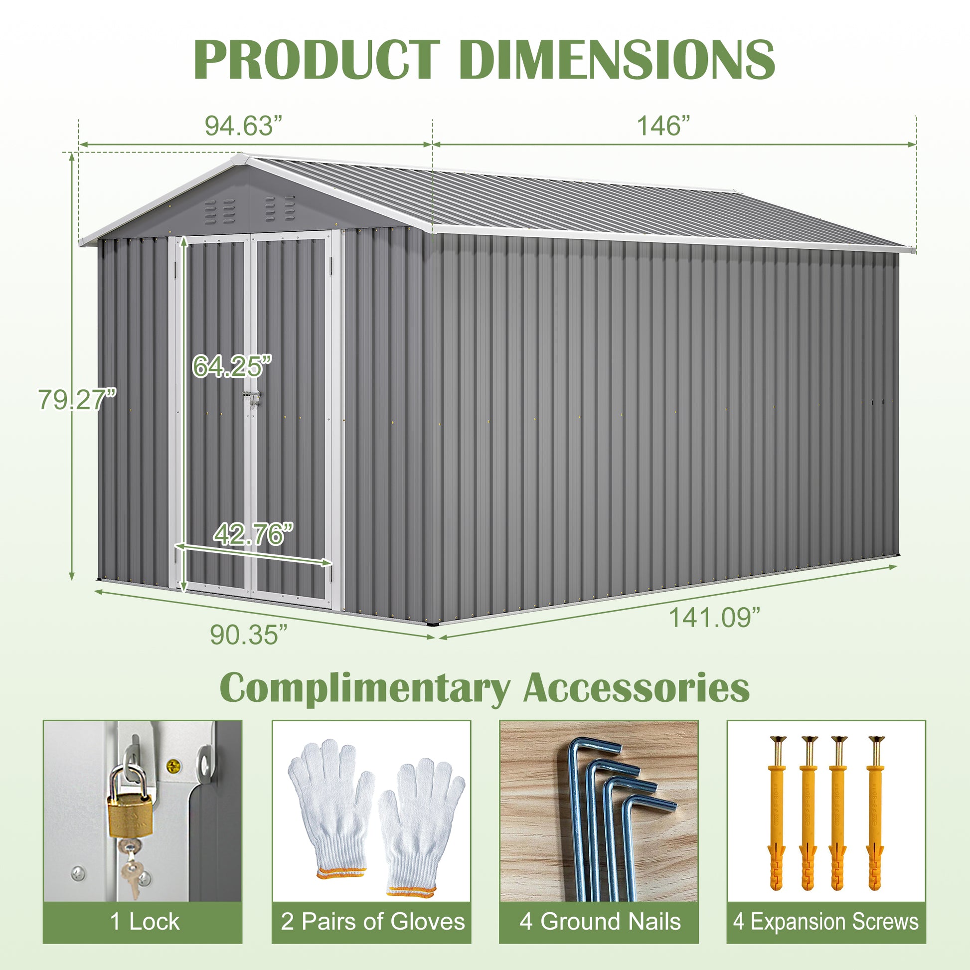 8x12 ft Metal Storage Shed - Weather-Ready Outdoor Storage