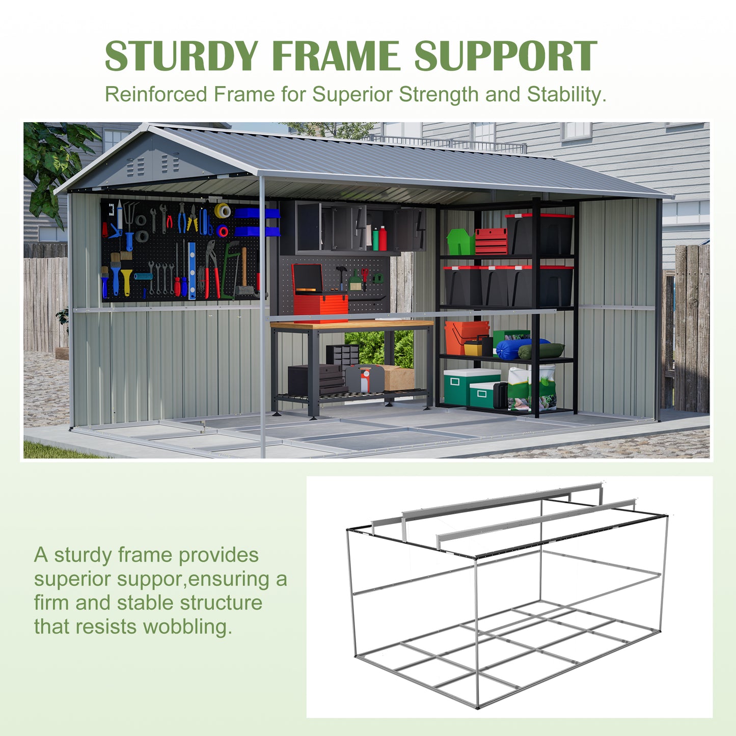 8x12 ft Metal Storage Shed - Weather-Ready Outdoor Storage