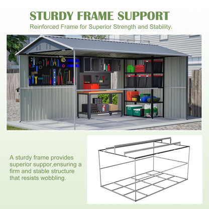 8x12 ft Metal Storage Shed - Weather-Ready Outdoor Storage