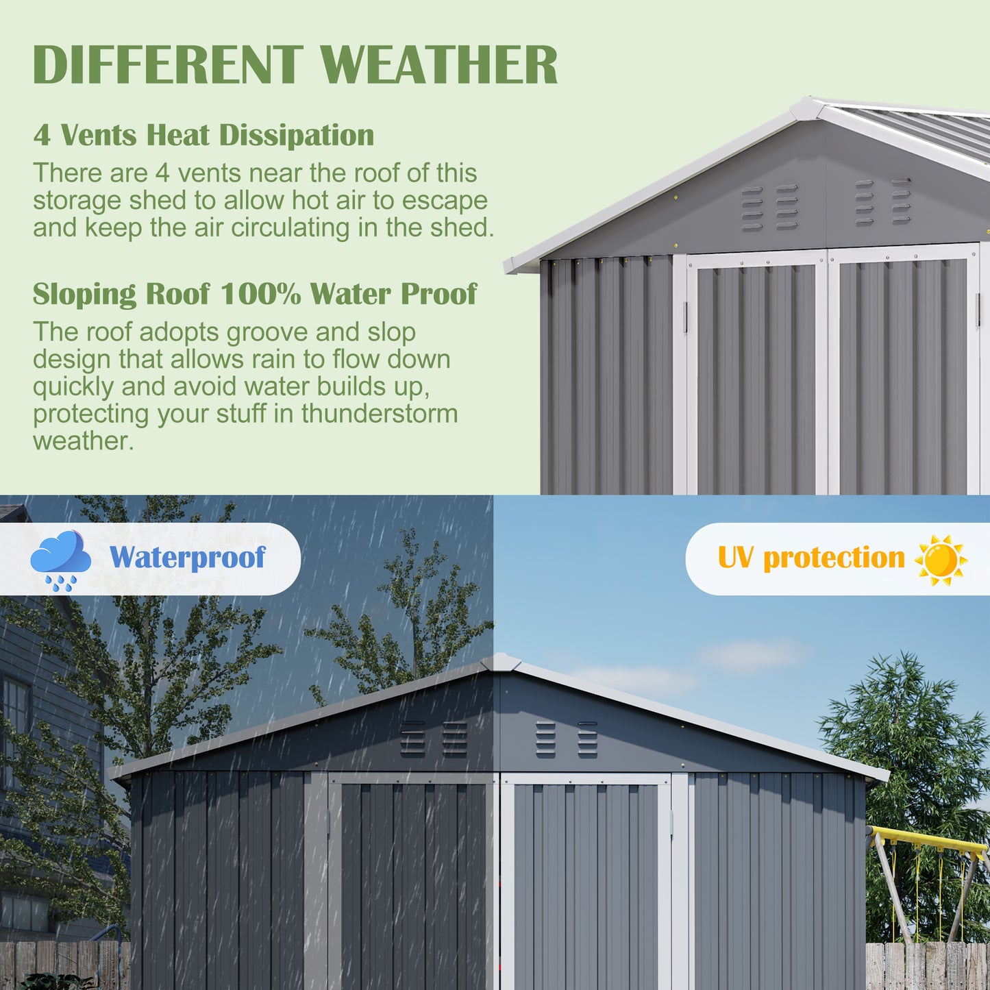8x12 ft Metal Storage Shed - Weather-Ready Outdoor Storage