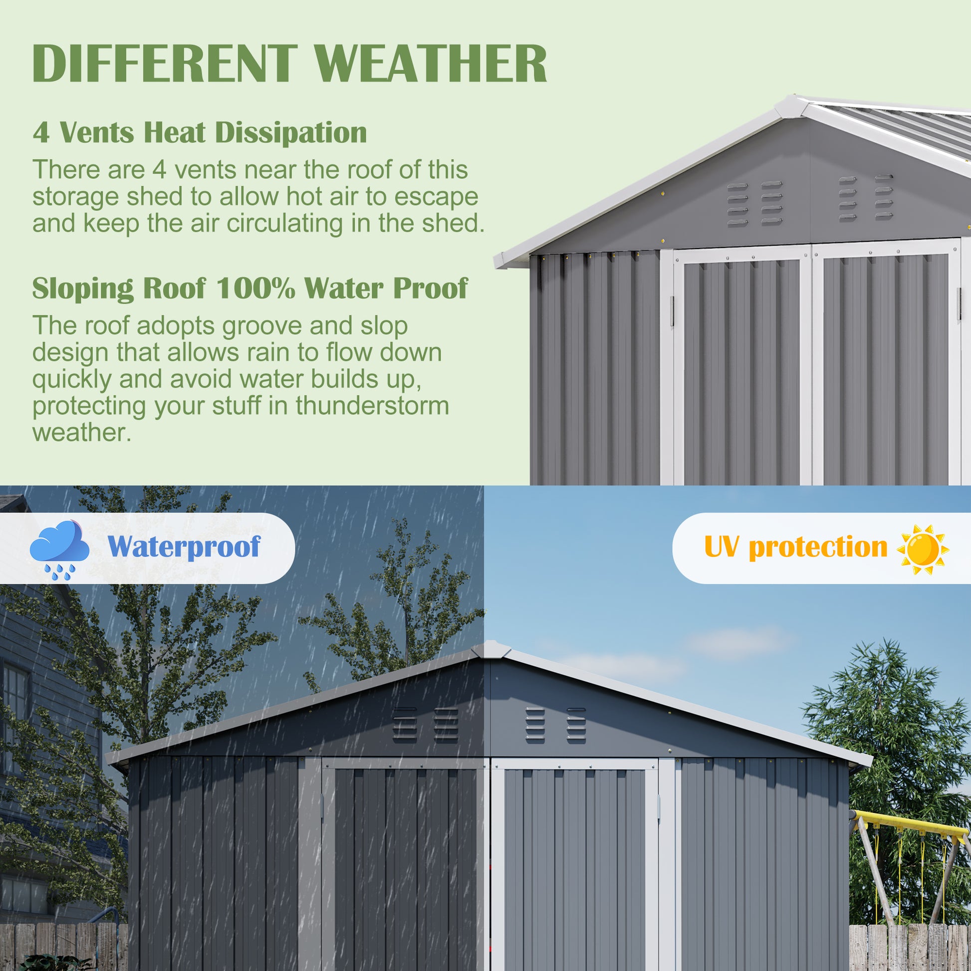 8x12 ft Metal Storage Shed - Weather-Ready Outdoor Storage