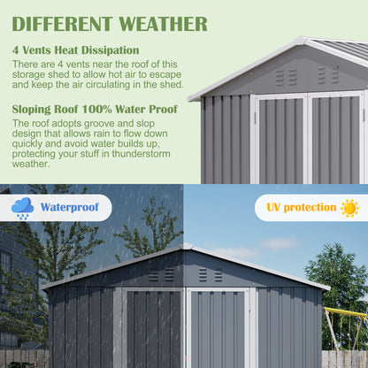 8x12 ft Metal Storage Shed - Weather-Ready Outdoor Storage