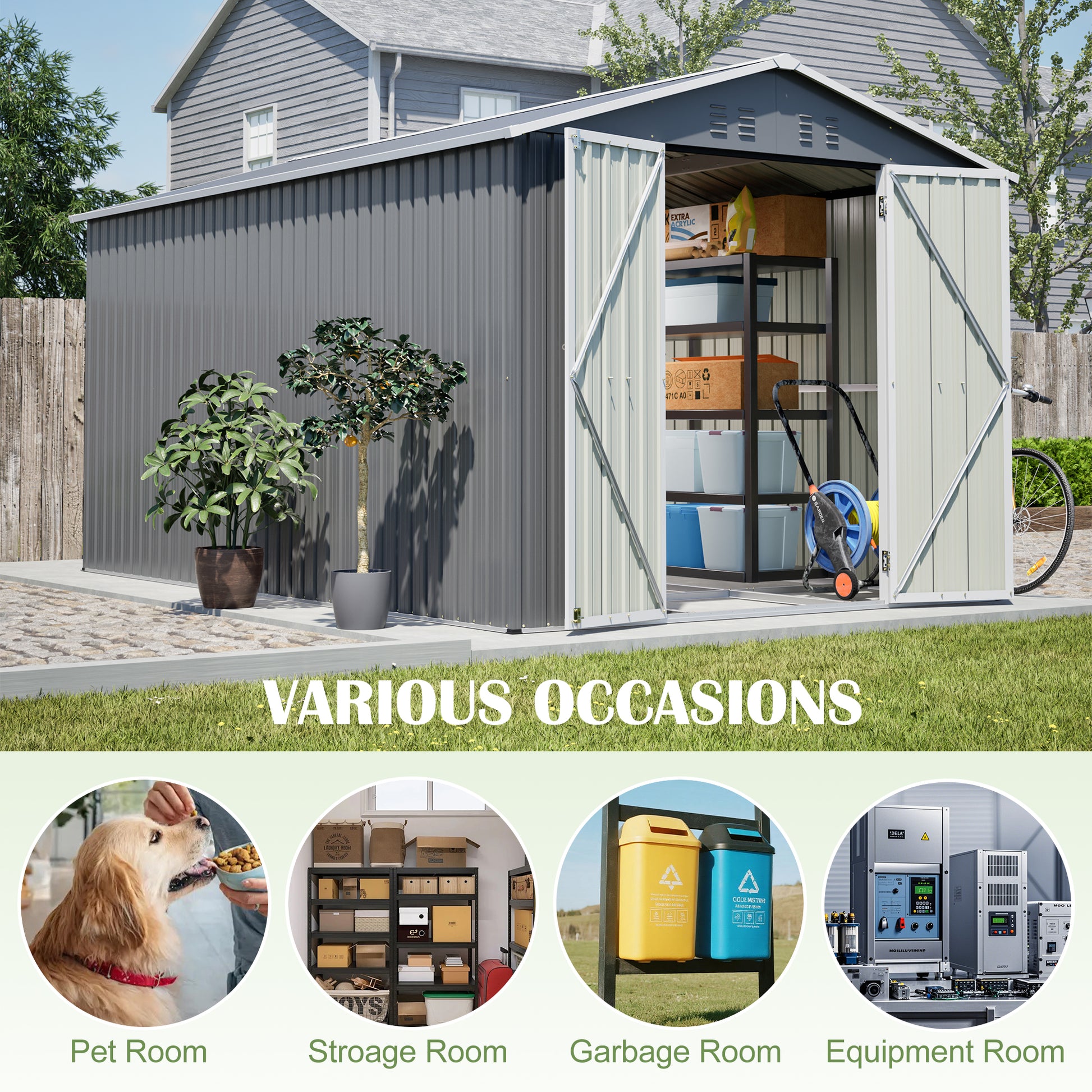 8x12 ft Metal Storage Shed - Weather-Ready Outdoor Storage