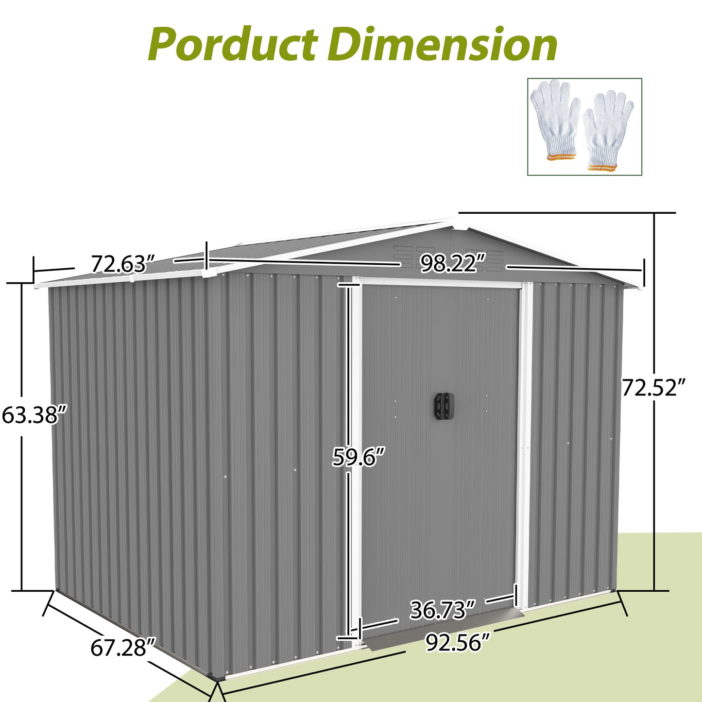 Gray Metal Storage Shed for Garden or Poolside Use, All Weather