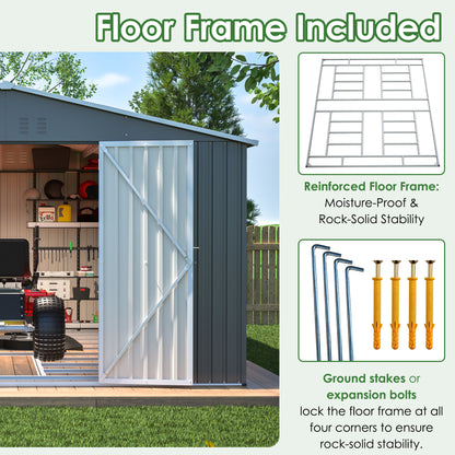 11x13 FT Metal Storage Shed - Weatherproof Outdoor Garden House