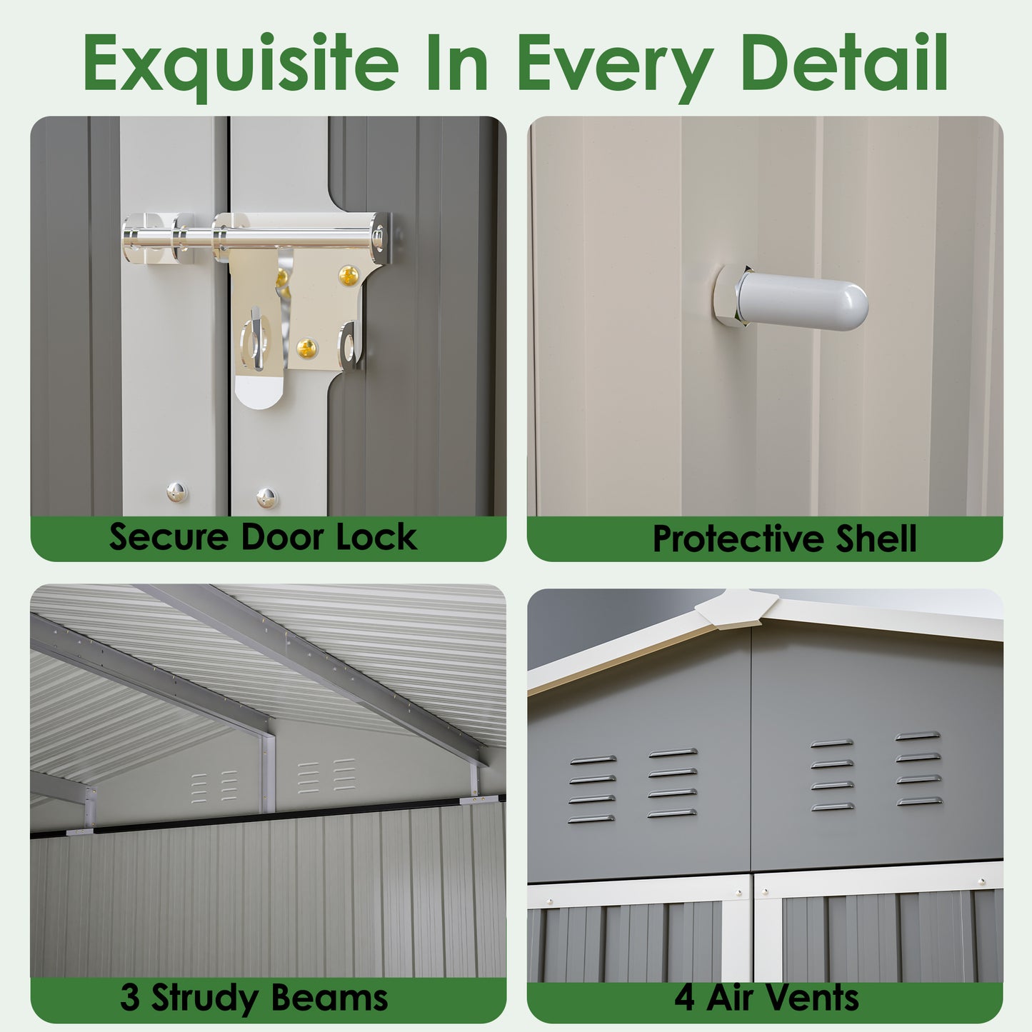 11x13 FT Metal Storage Shed - Weatherproof Outdoor Garden House