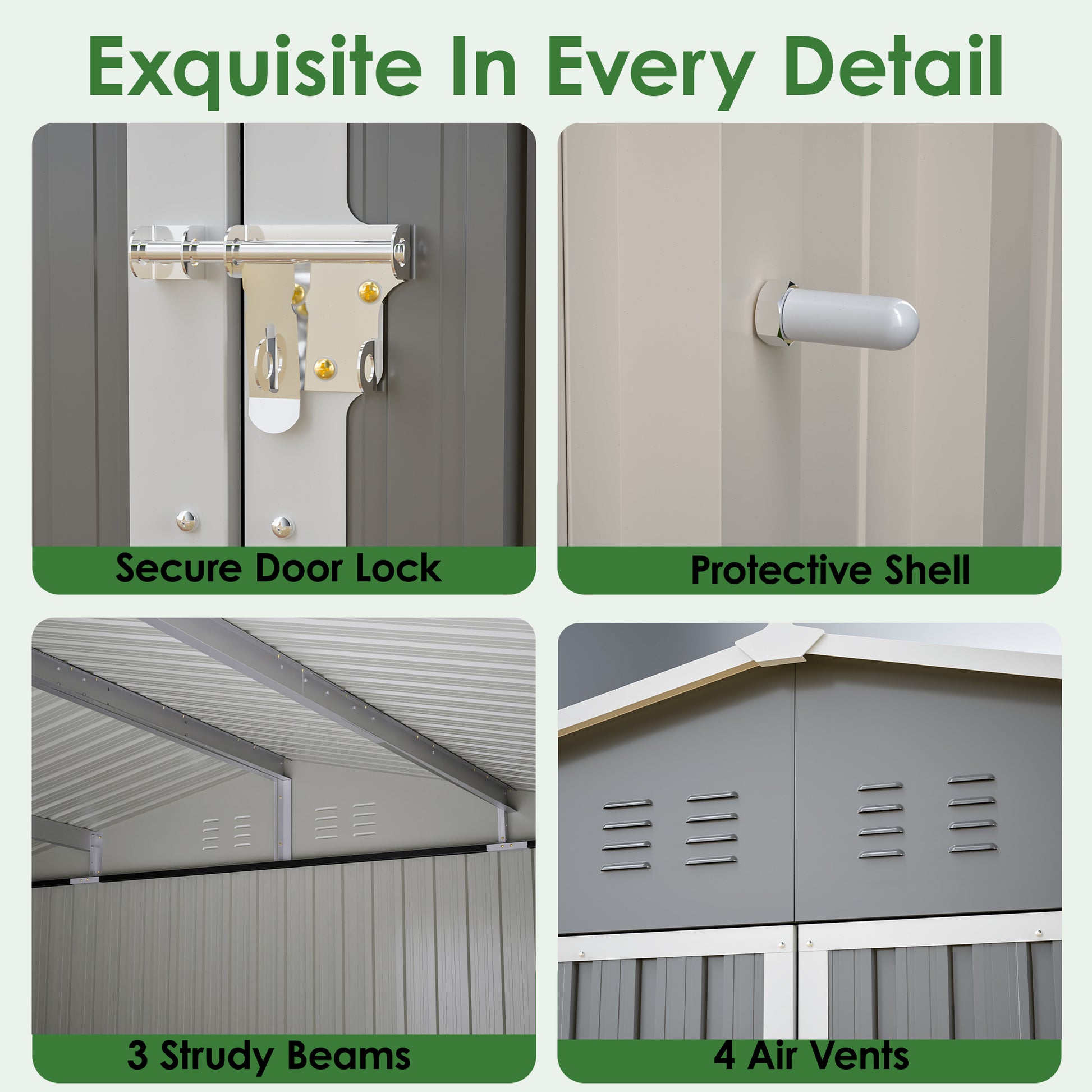 11x13 FT Metal Storage Shed - Weatherproof Outdoor Garden House