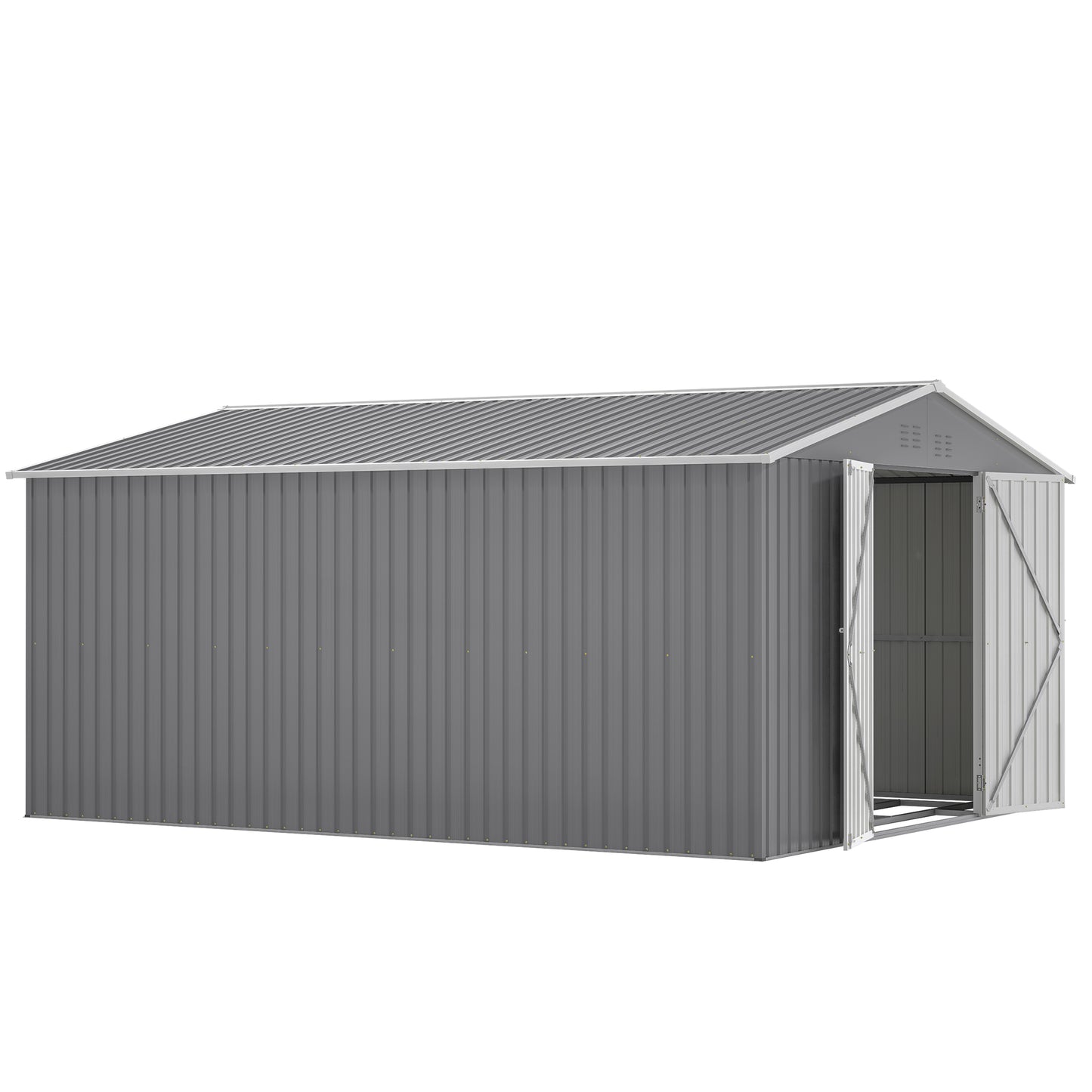 11x13 FT Metal Storage Shed - Weatherproof Outdoor Garden House