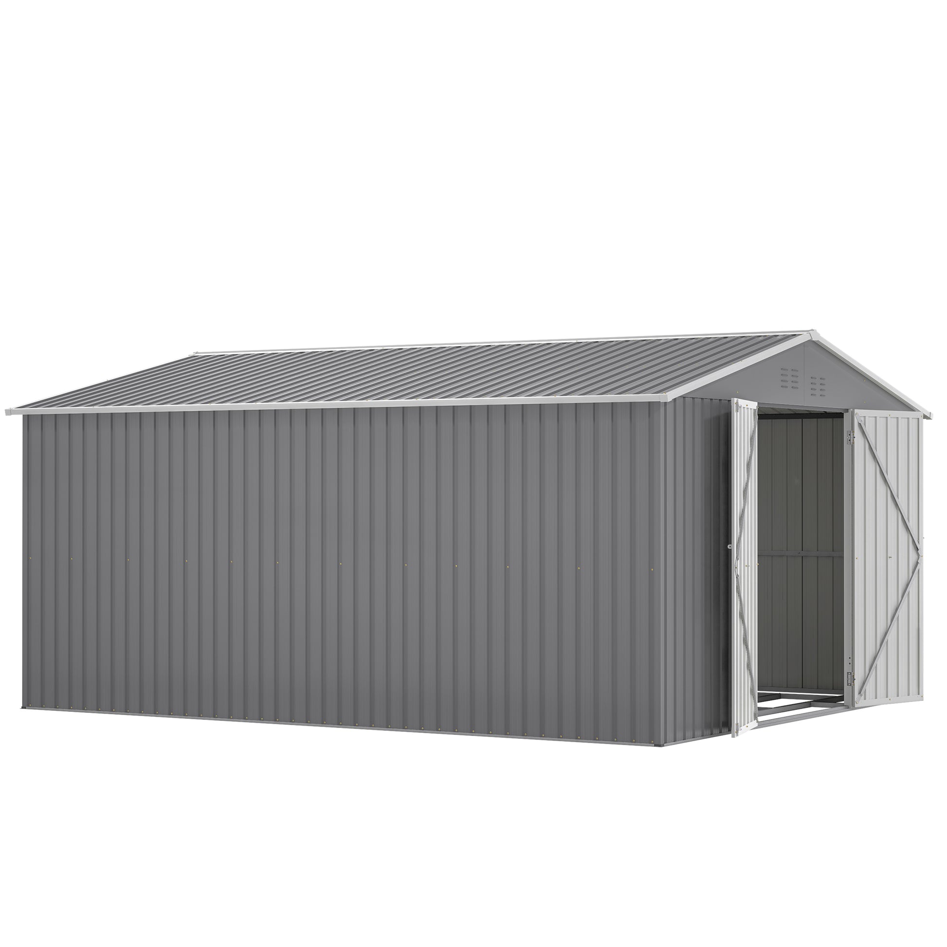 11x13 FT Metal Storage Shed - Weatherproof Outdoor Garden House