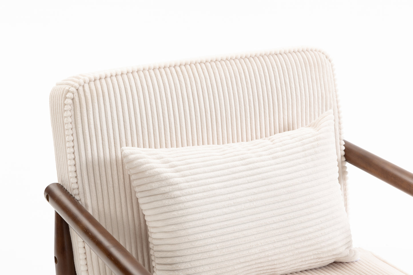 Living Room Antique White Corduroy Lounge Chair with Storage - Bedroom Accent Chair
