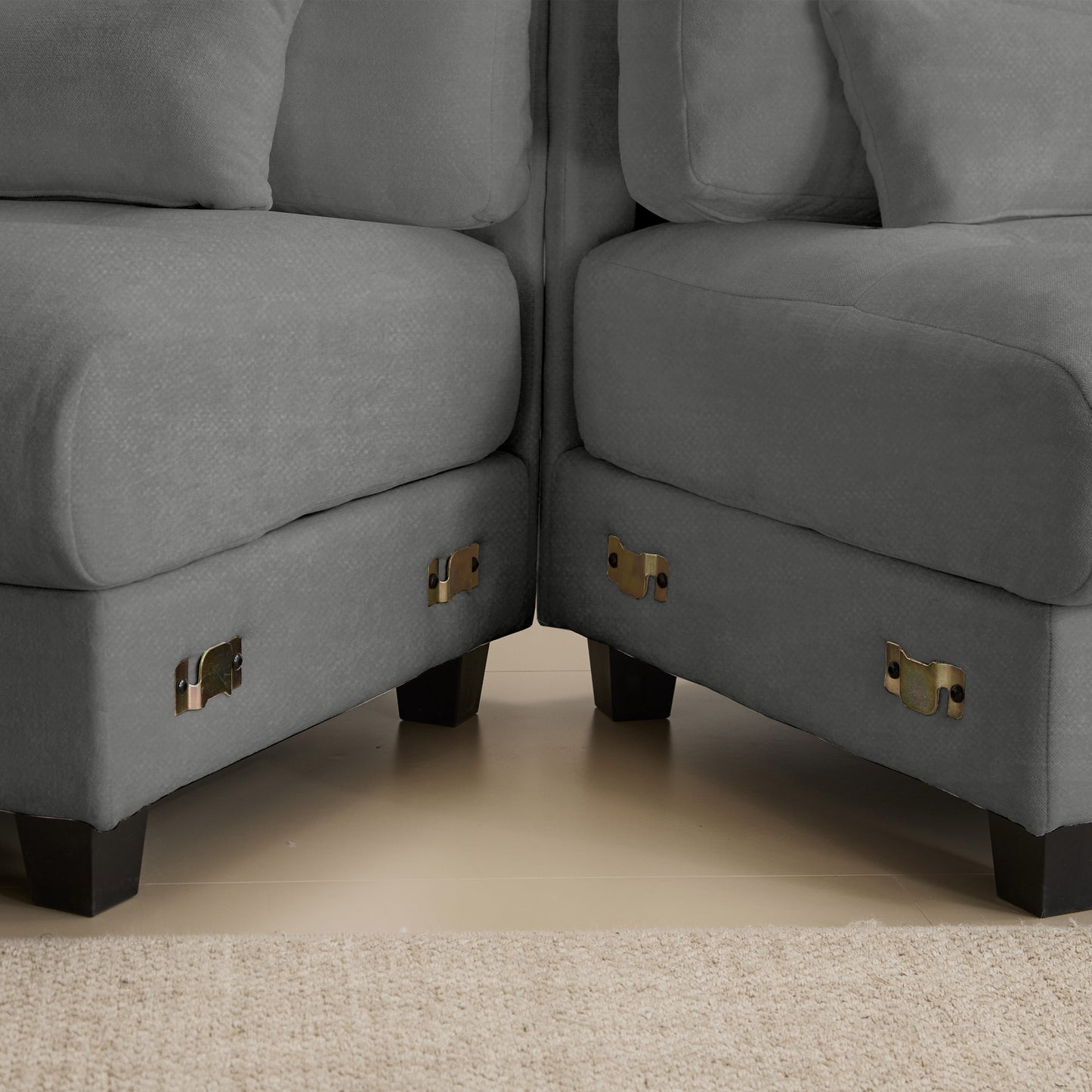 Gray Chenille Ottoman - 3+1 Seating Design