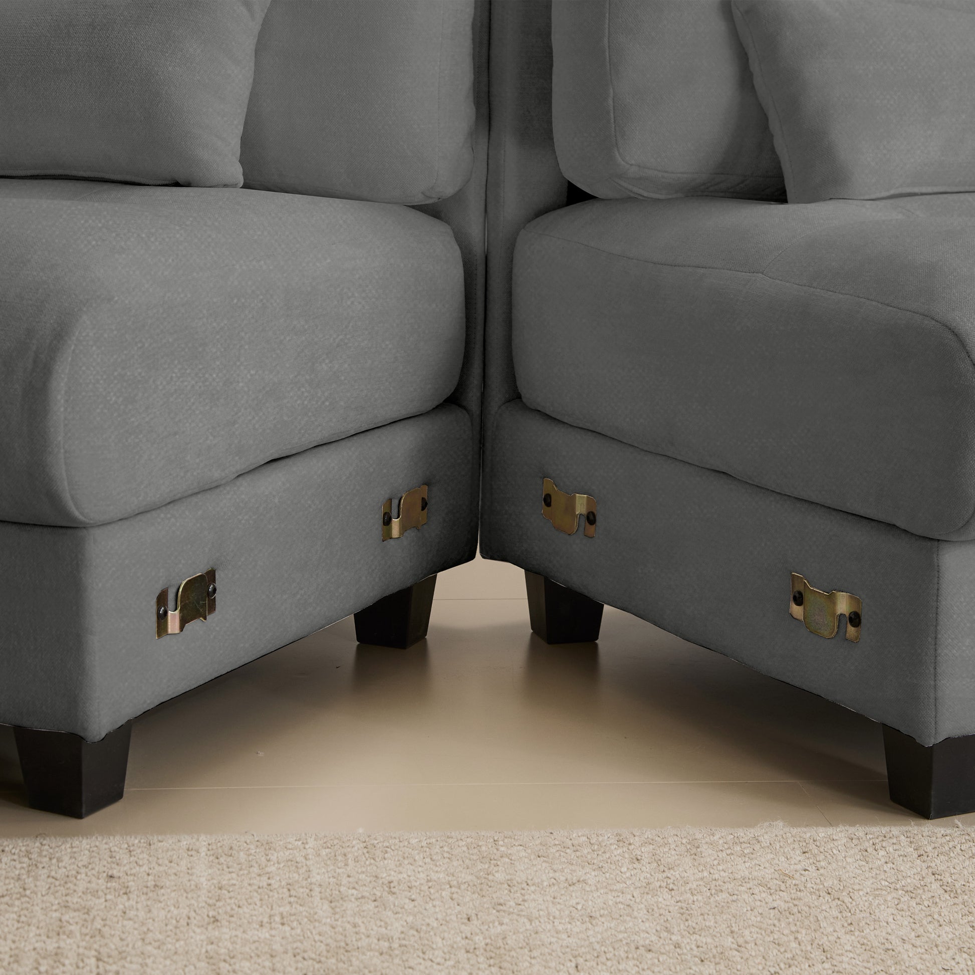 Gray Chenille Ottoman - 3+1 Seating Design
