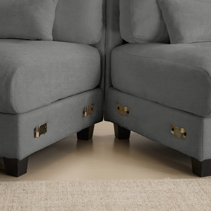 Gray Chenille Ottoman - 3+1 Seating Design