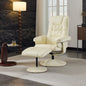 015-Recliner Chair with Ottoman - 360° Swivel Massage Lounge Chair with 5-Point Vibration & Heated Seat, 140° Adjustable PU Leather Recliner for Living Room, Home Theater or Office, Beige