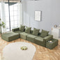 4-Seat Modular Sofa Sectional with Oversized Chaise & Ottomans - Cloud Couch in Soft Corduroy Fabric for Small Spaces, Living Room, Apartment (Green)