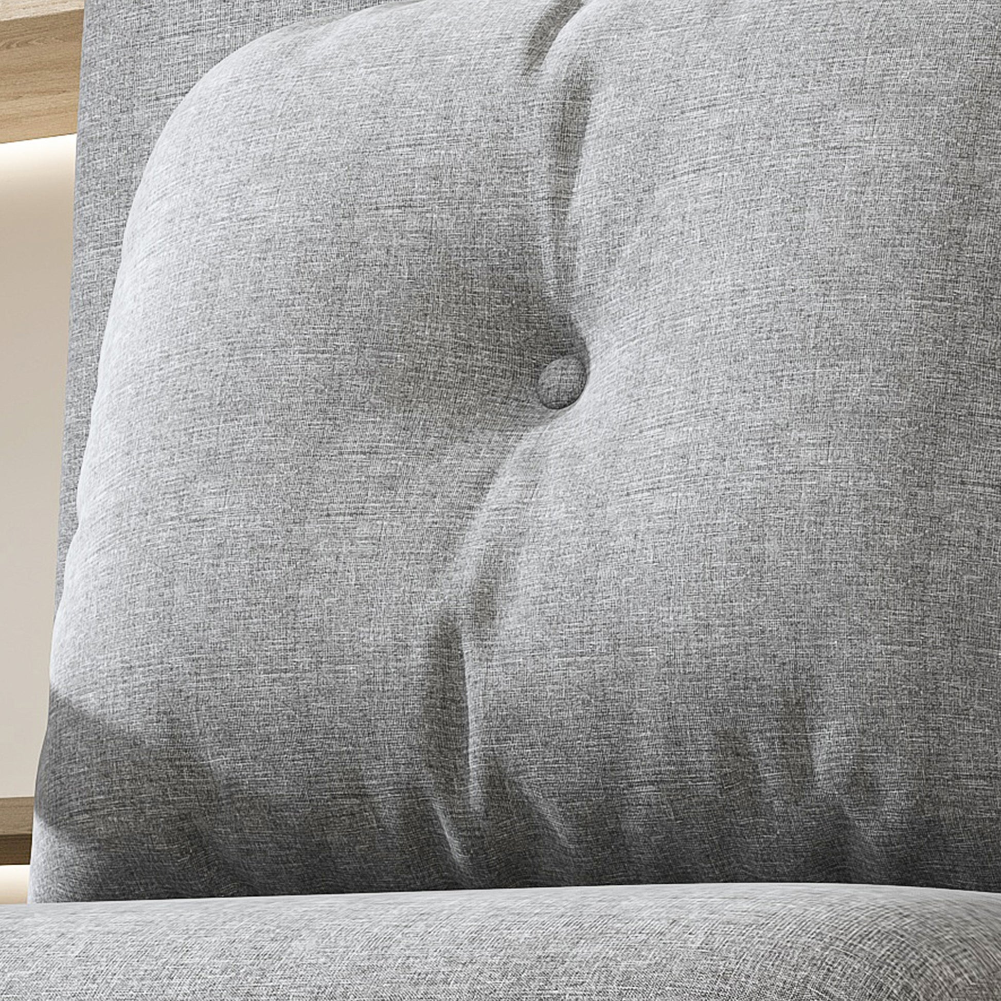 Grey Grass Cloth Sofa Bed - 5-Position Sleeper, Space Saving Design for Living Room