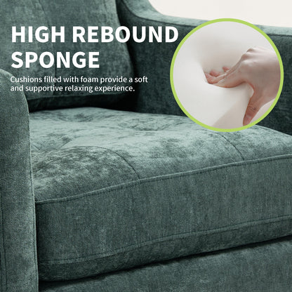 Dark Green Ergonomic Sofa with USB Charging Port for Living Room