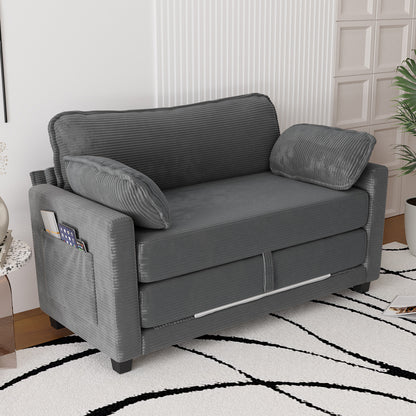 Convertible Grey Sofa Bed - 2-in-1 Loveseat Sleeper for Living Room