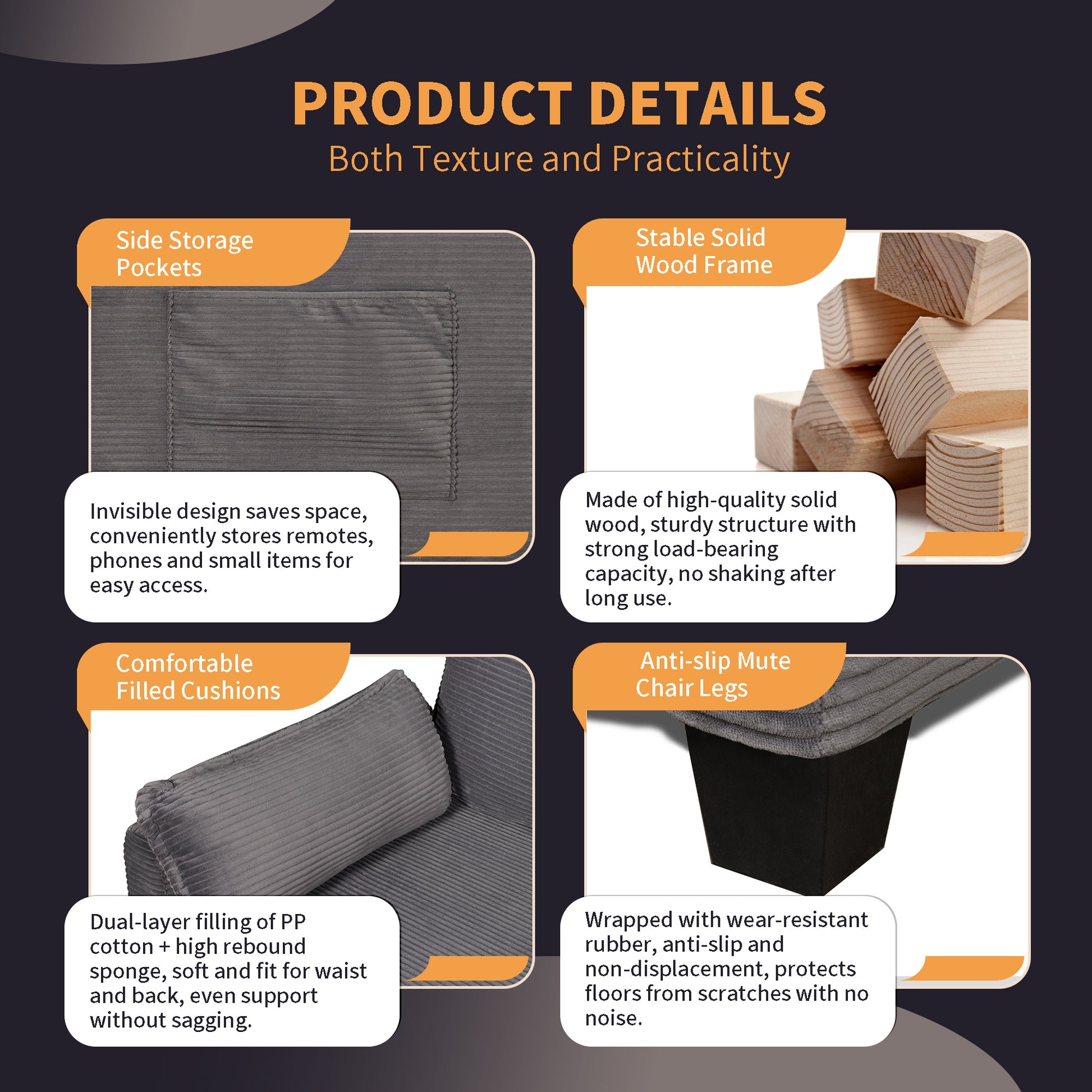 Convertible Grey Sofa Bed - 2-in-1 Loveseat Sleeper for Living Room