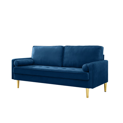 65-Inch Navy Velvet Loveseat Sofa - Comfortable & Stylish