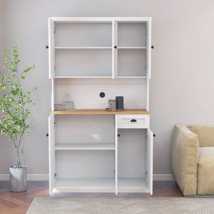 Modern White MDF Sideboard Cabinet with Adjustable Shelves for Dining Rooms