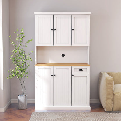 Modern White MDF Sideboard Cabinet with Adjustable Shelves for Dining Rooms