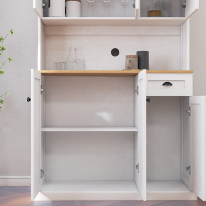 Modern White MDF Sideboard Cabinet with Adjustable Shelves for Dining Rooms