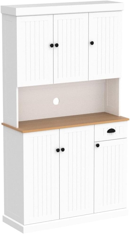 Modern White MDF Sideboard Cabinet with Adjustable Shelves for Dining Rooms
