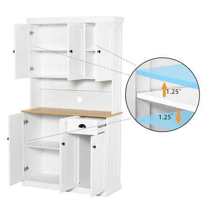 Modern White MDF Sideboard Cabinet with Adjustable Shelves for Dining Rooms