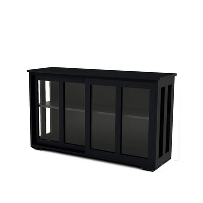 Black MDF Sideboard Buffet with Storage Shelves for Dining Room