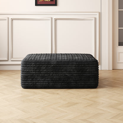 Black Foam Ottoman - Modern Storage Footstool for Living Room