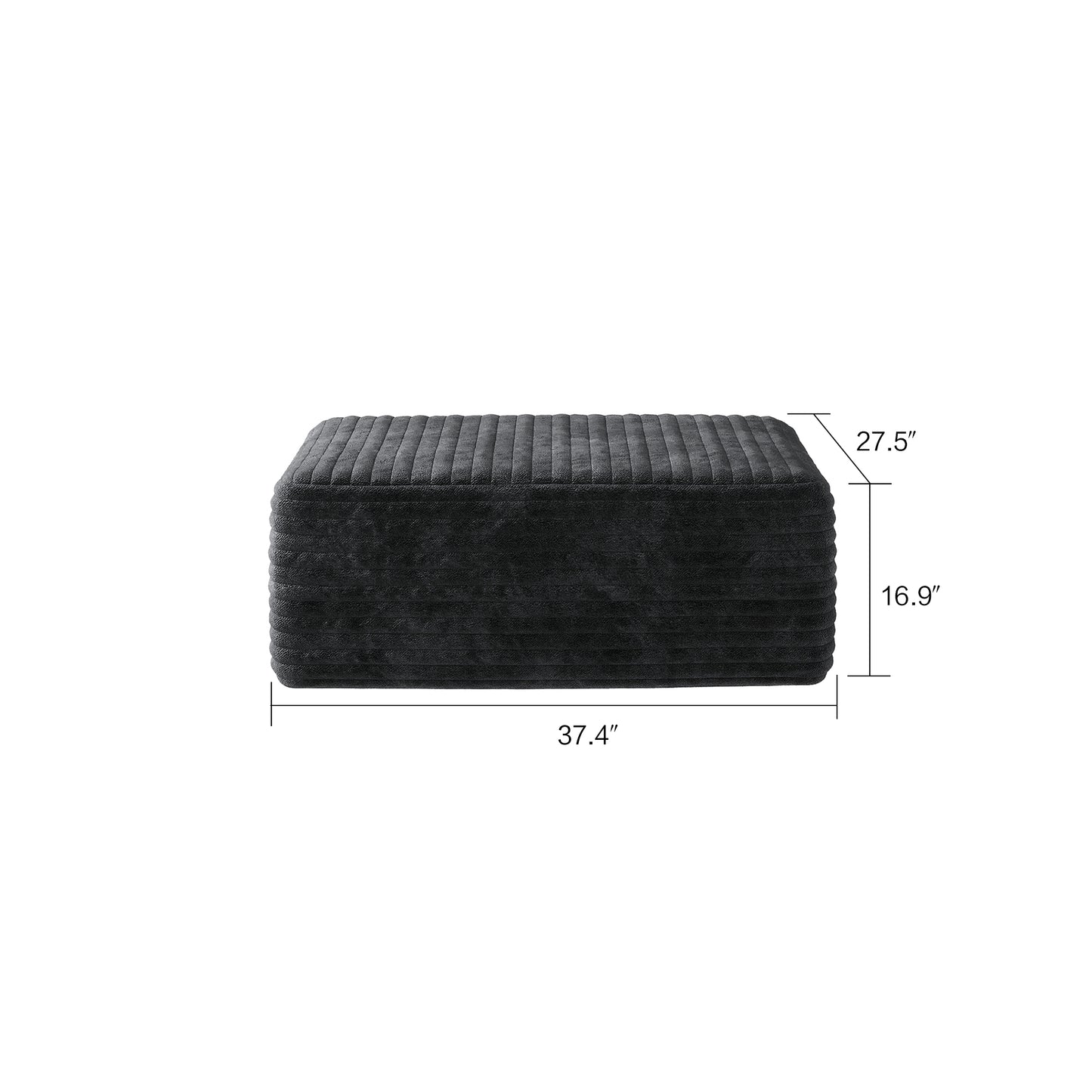 Black Foam Ottoman - Modern Storage Footstool for Living Room