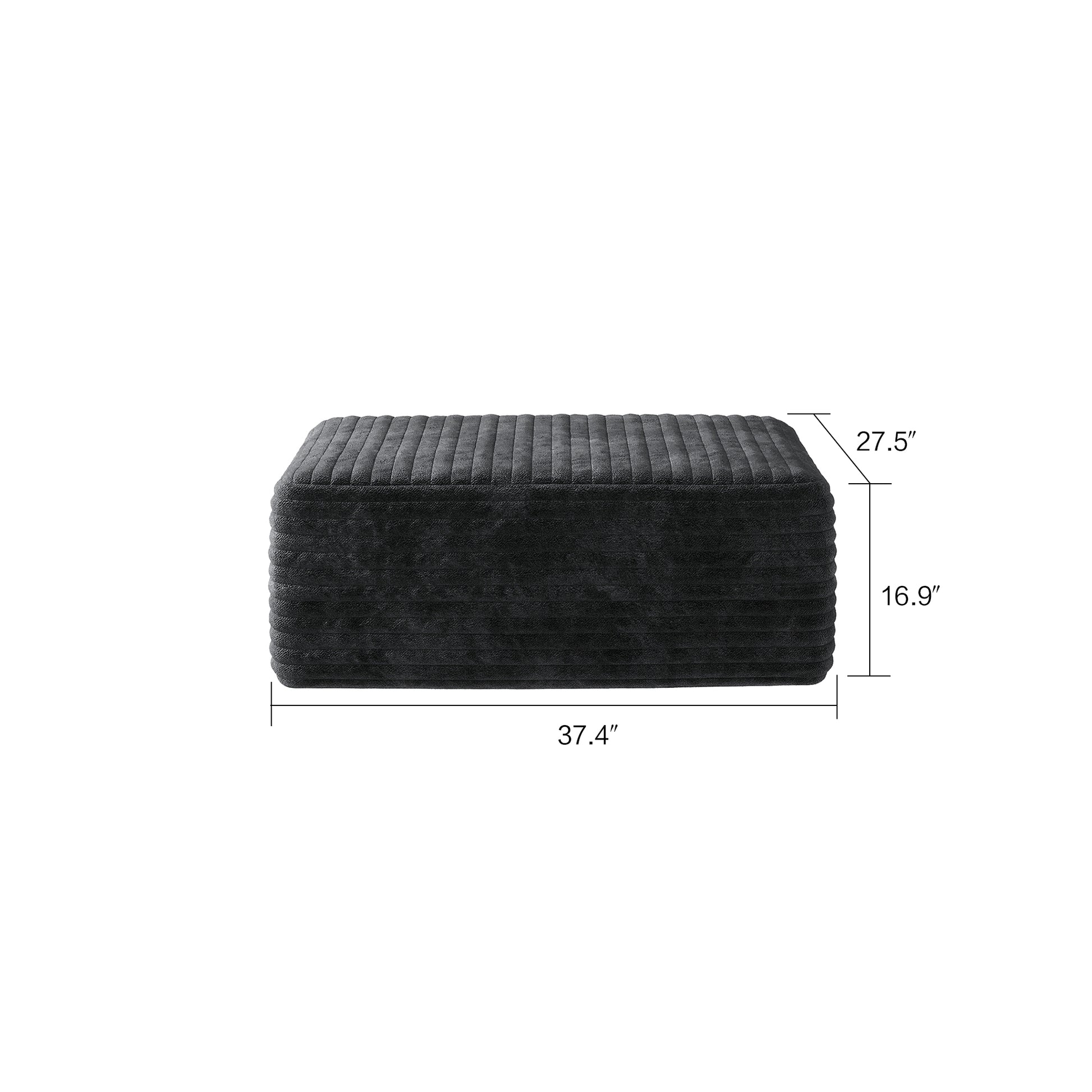 Black Foam Ottoman - Modern Storage Footstool for Living Room