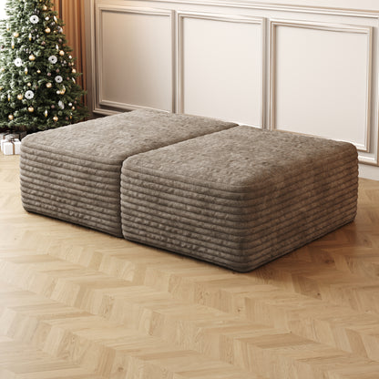 Camel Corduroy Ottoman - Plush Comfort, No Assembly