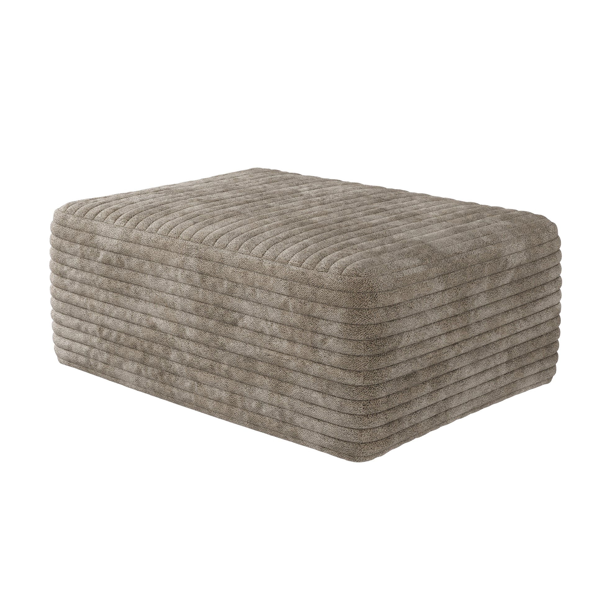 Camel Corduroy Ottoman - Plush Comfort, No Assembly