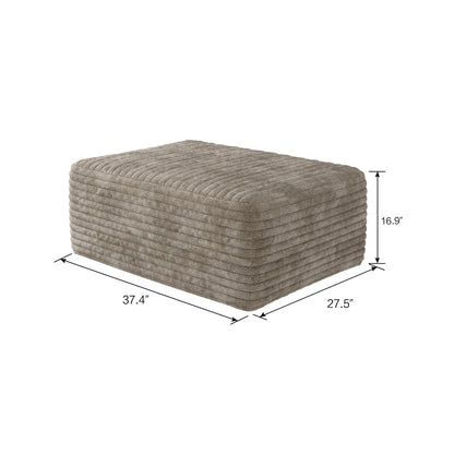 Camel Corduroy Ottoman - Plush Comfort, No Assembly