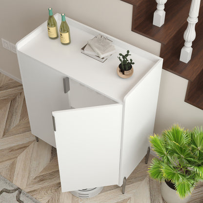 White Engineered Wood Dining Room Buffet Cabinet with Adjustable Storage