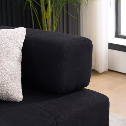 Black Corduroy Folding Sofa Bed - 3 Seat Convertible Couch for Living Room