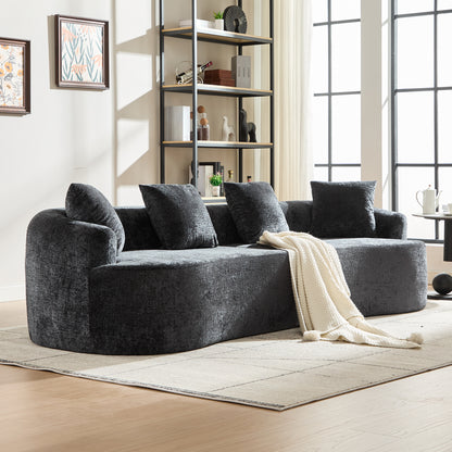 Black Chenille Loveseat Sofa with Memory Foam for Living Room